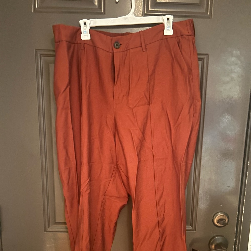 Red ankle length cupped dress pants